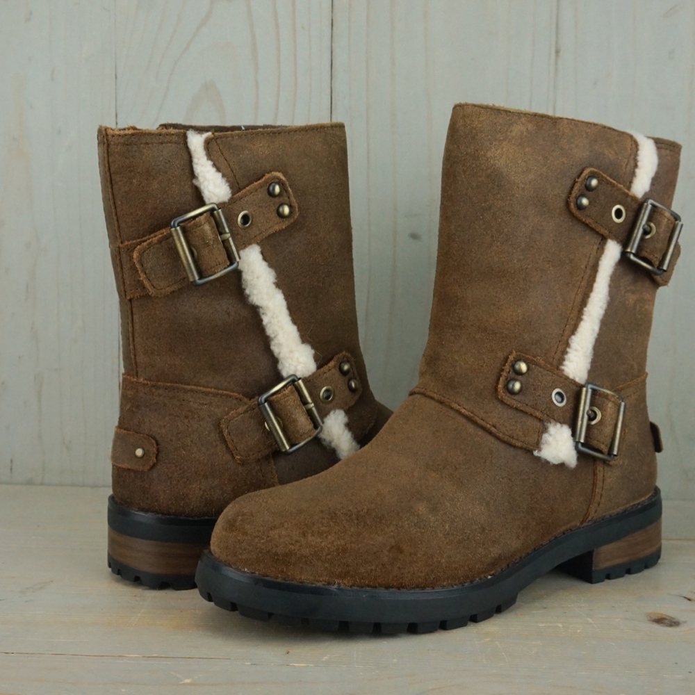 STORE CLOSING SALE UGG NIELS 2 CHIPMUNK BROWN MOTO BOOT